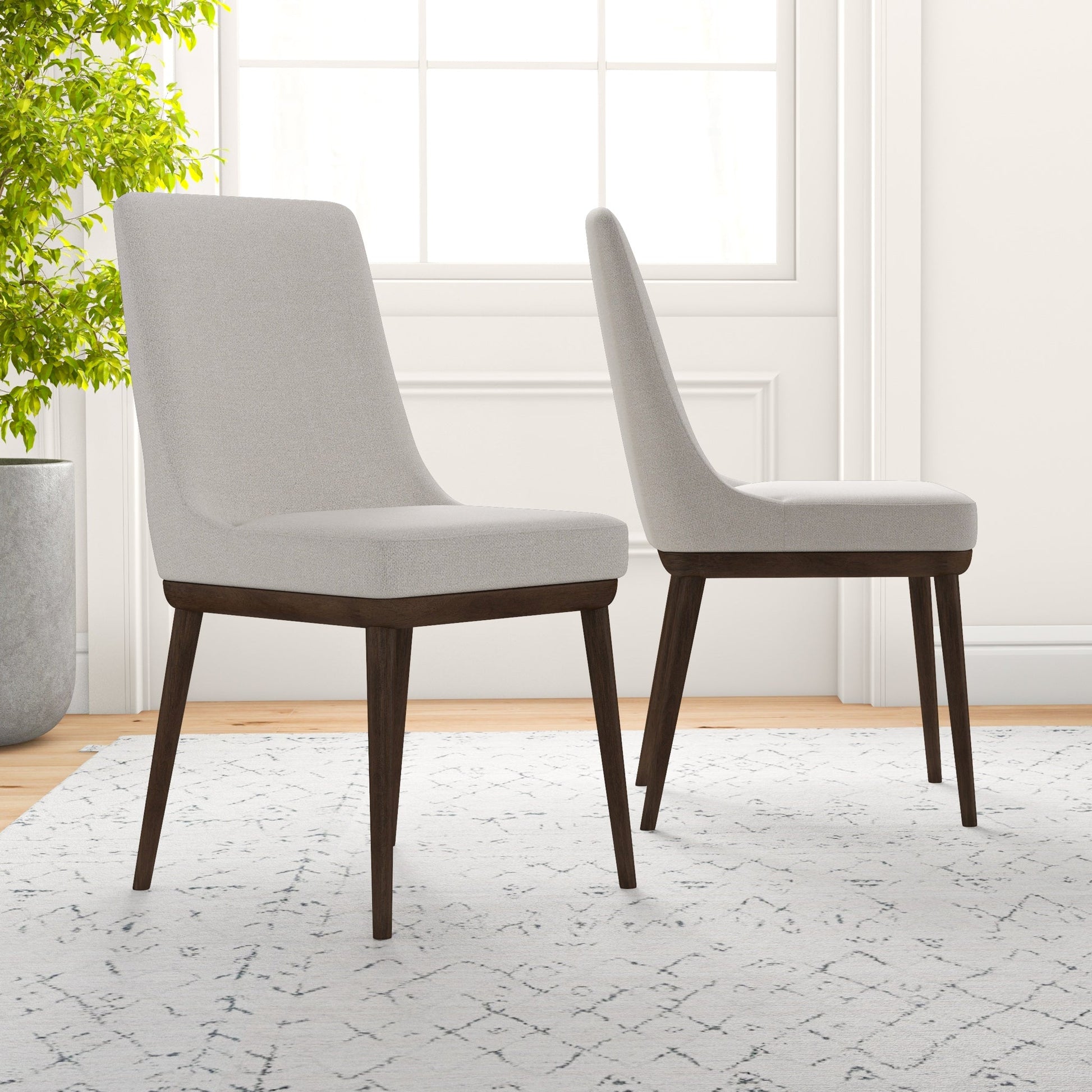 Kate Modern Dining Chair | Walnut Solid Wood Fabric Upholstery