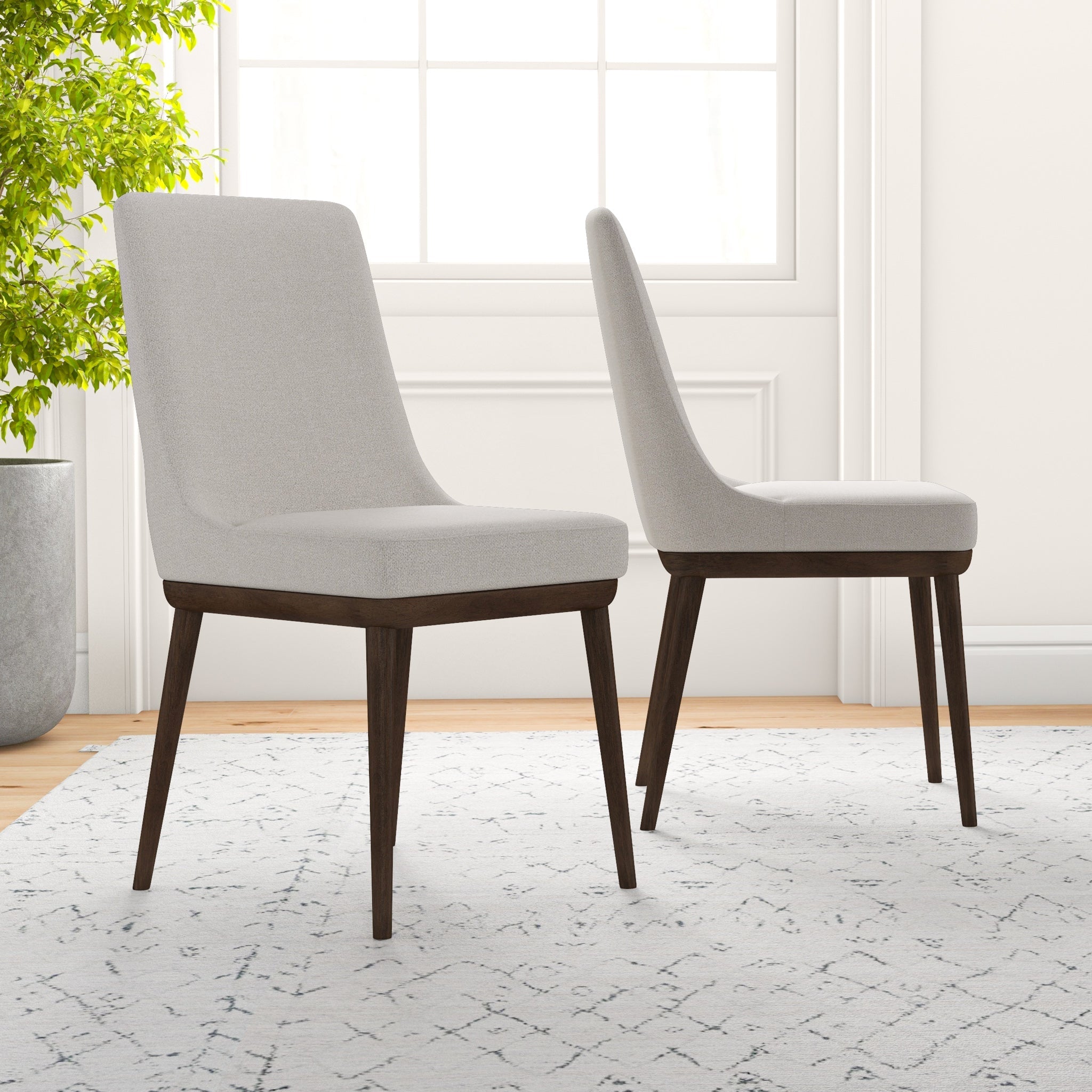 Kate Modern Dining Chair | Walnut Solid Wood Fabric Upholstery