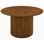 Merlin Round Walnut Dining Table with Sculptural Ribbed Pedestal Base