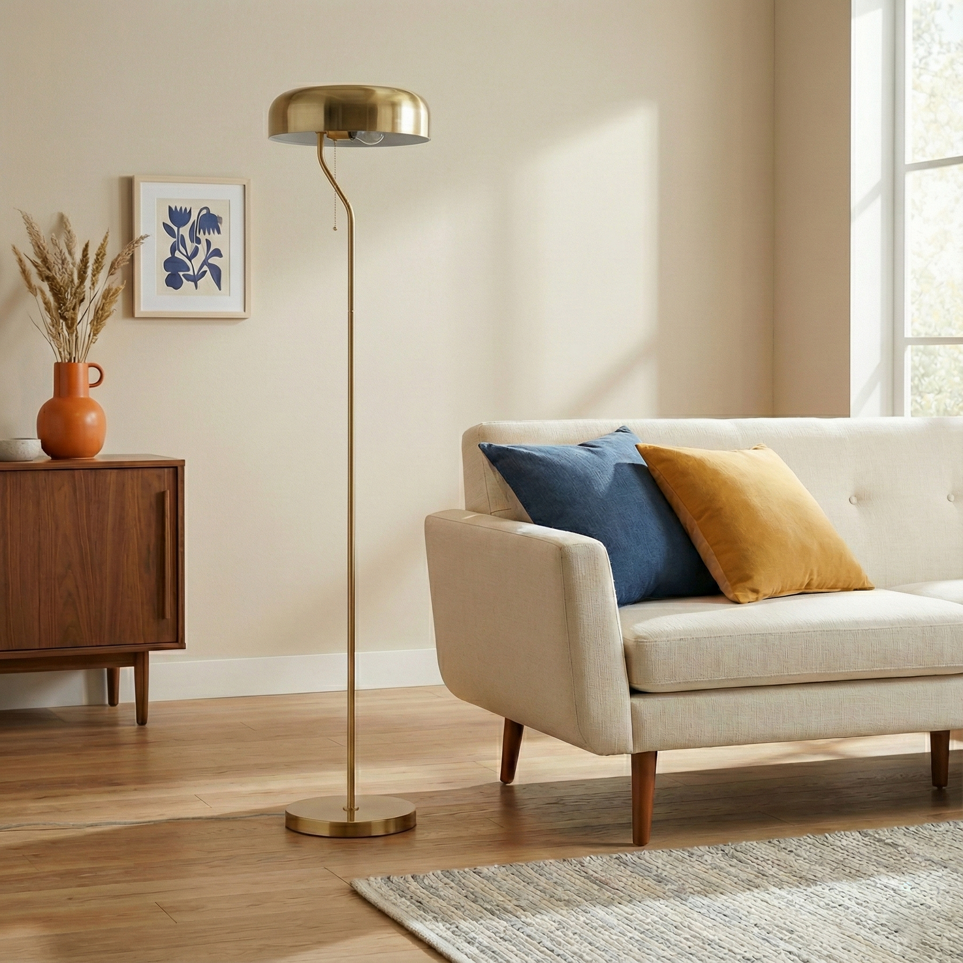 Spectra Floor Lamp | Gold Outer and White Inner