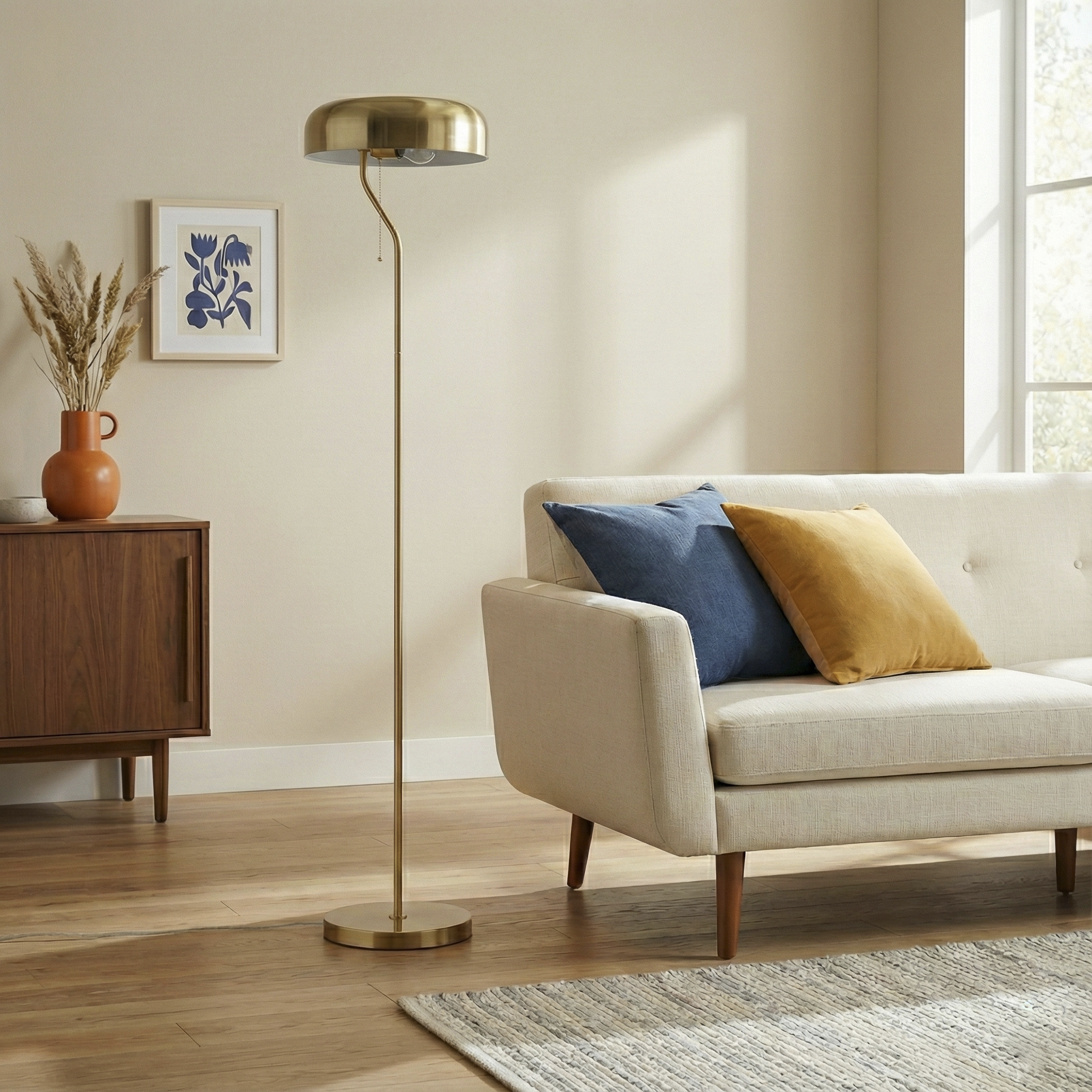Spectra Floor Lamp | Gold Outer and White Inner