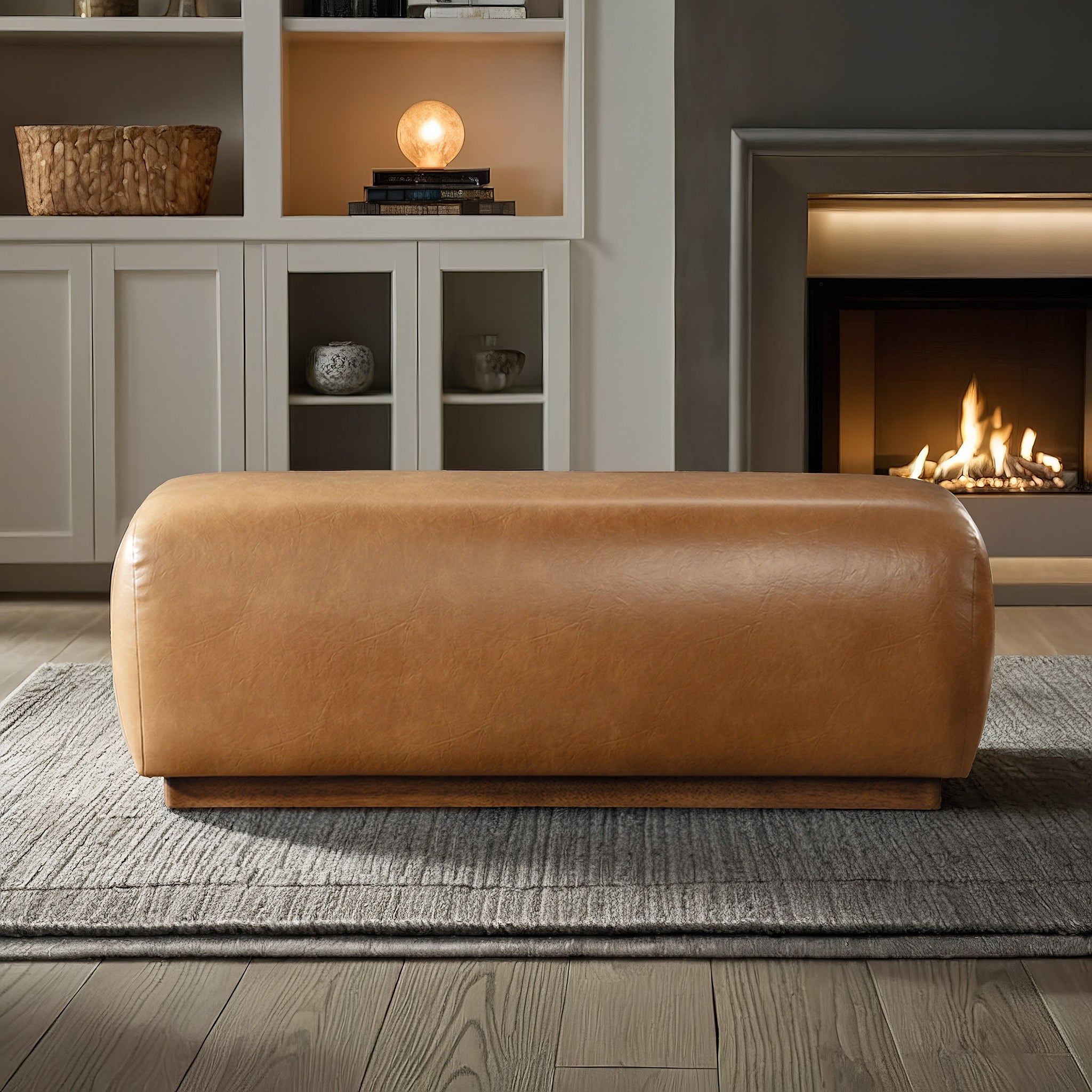 Kelvin Japandi Vegan Leather Bench