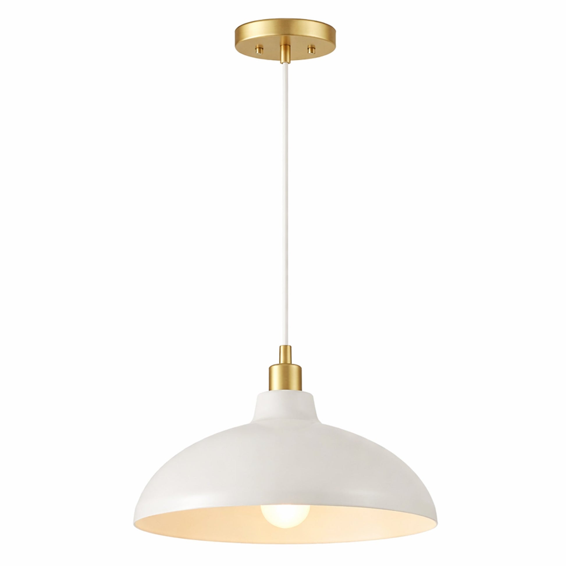 Astral Pendant Lamp | White Exterior and Gold Brass Accents