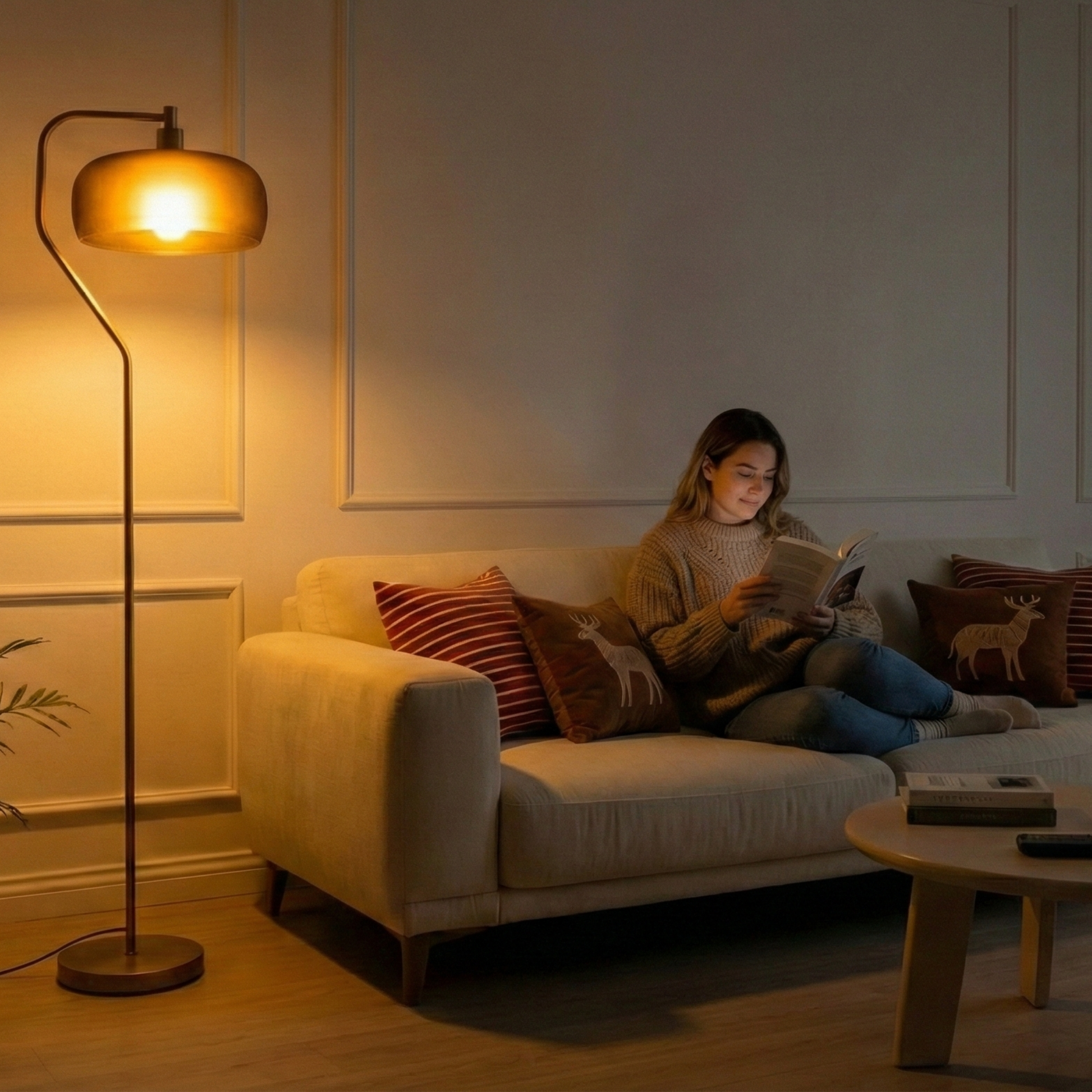 Astris Floor Lamp | Black Sprayed Shade and Gold Curved Design