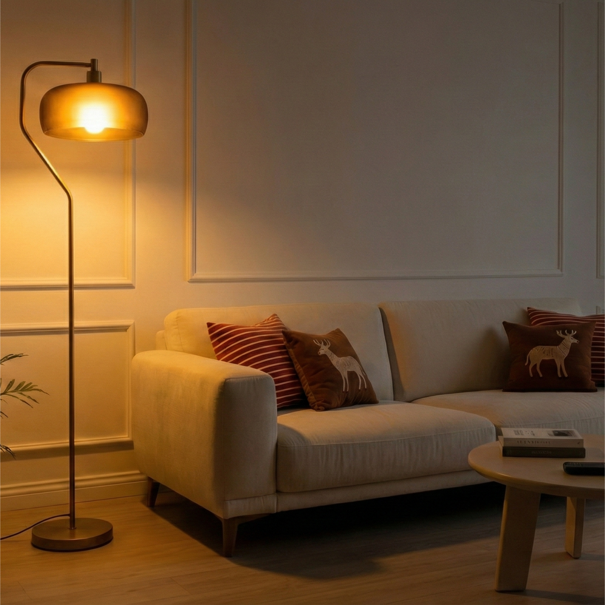 Astris Floor Lamp | Black Sprayed Shade and Gold Curved Design