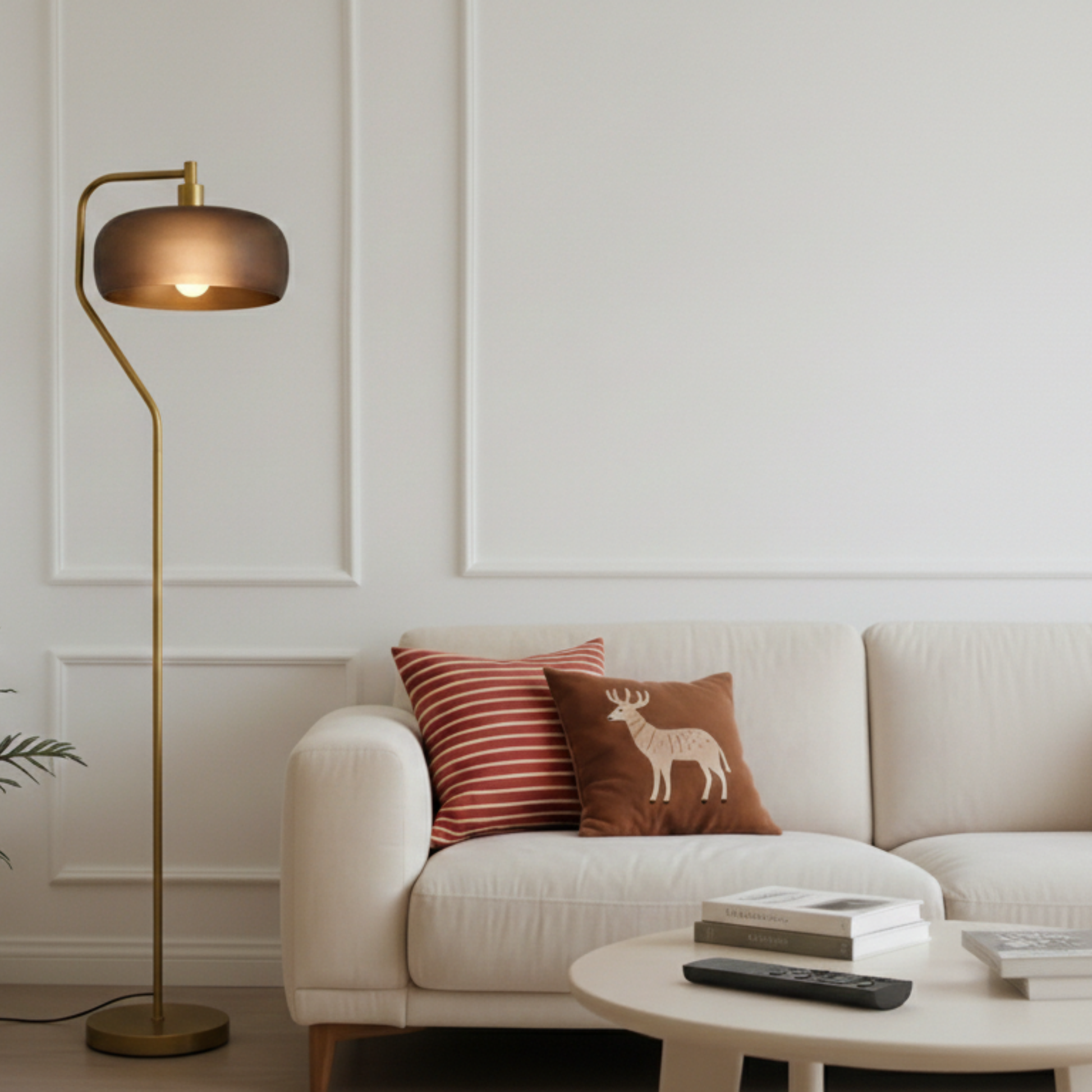 Astris Floor Lamp | Black Sprayed Shade and Gold Curved Design