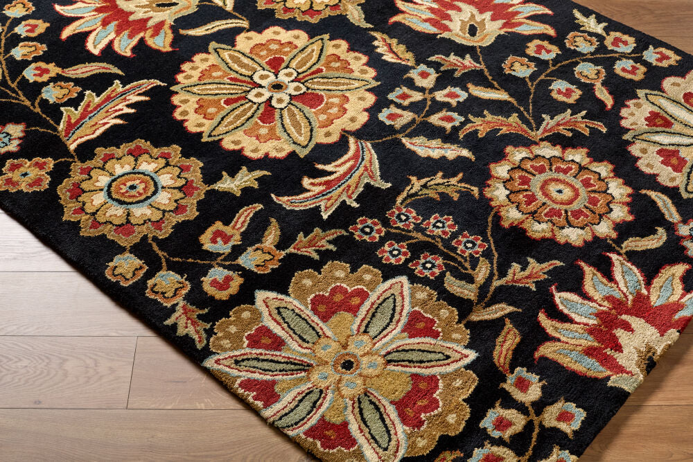 Athena Black/Wheat Handmade Rug - corner