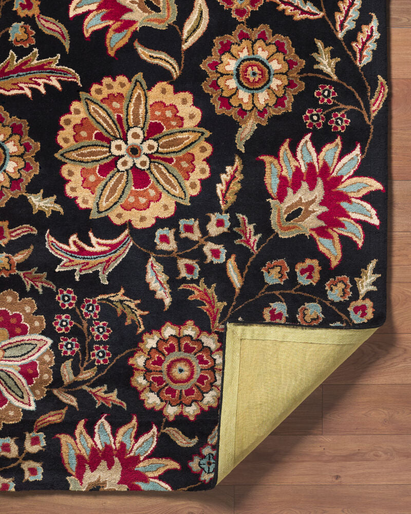 Athena Black/Wheat Handmade Rug - fold