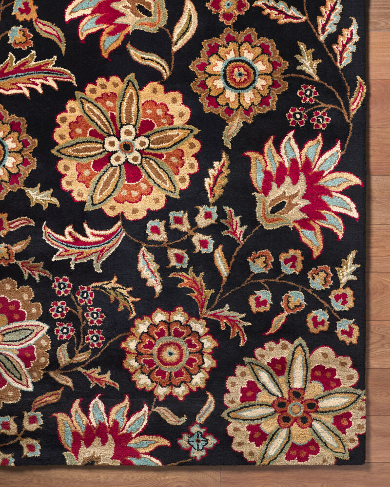 Athena Black/Wheat Handmade Rug - overhead
