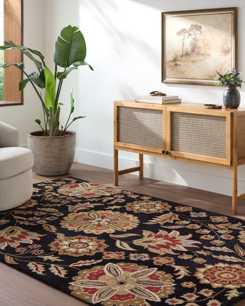 Athena Black/Wheat Handmade Rug - roomscene