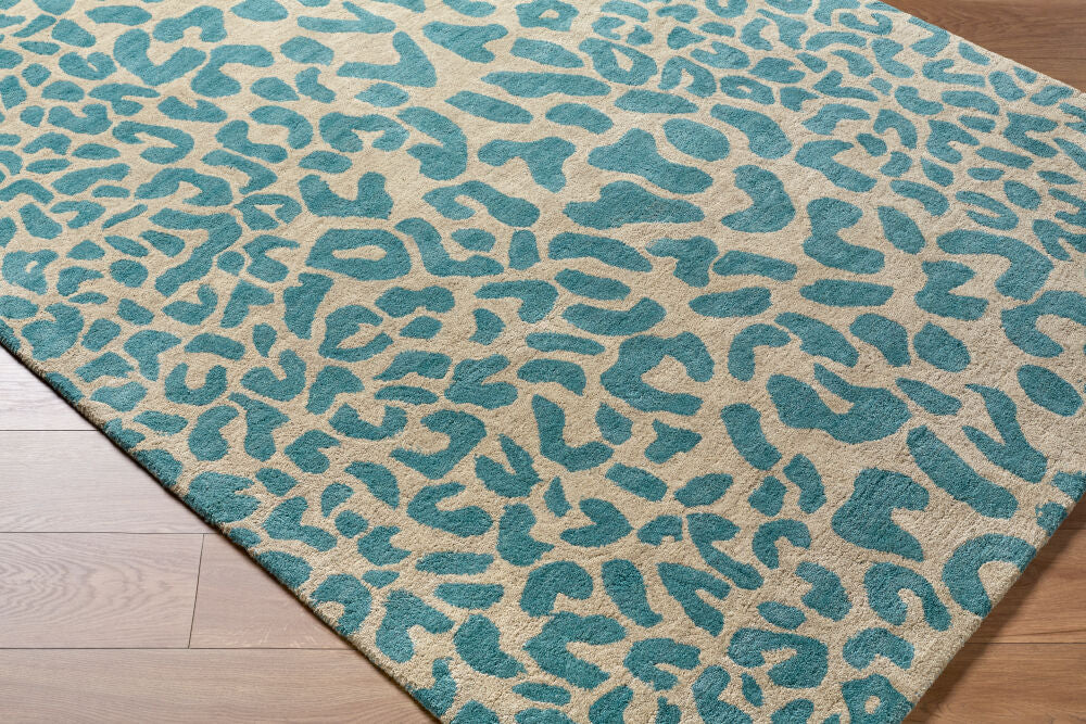Athena Brown/Deep Teal Handmade Rug - corner