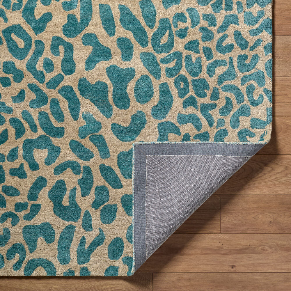 Athena Brown/Deep Teal Handmade Rug - fold
