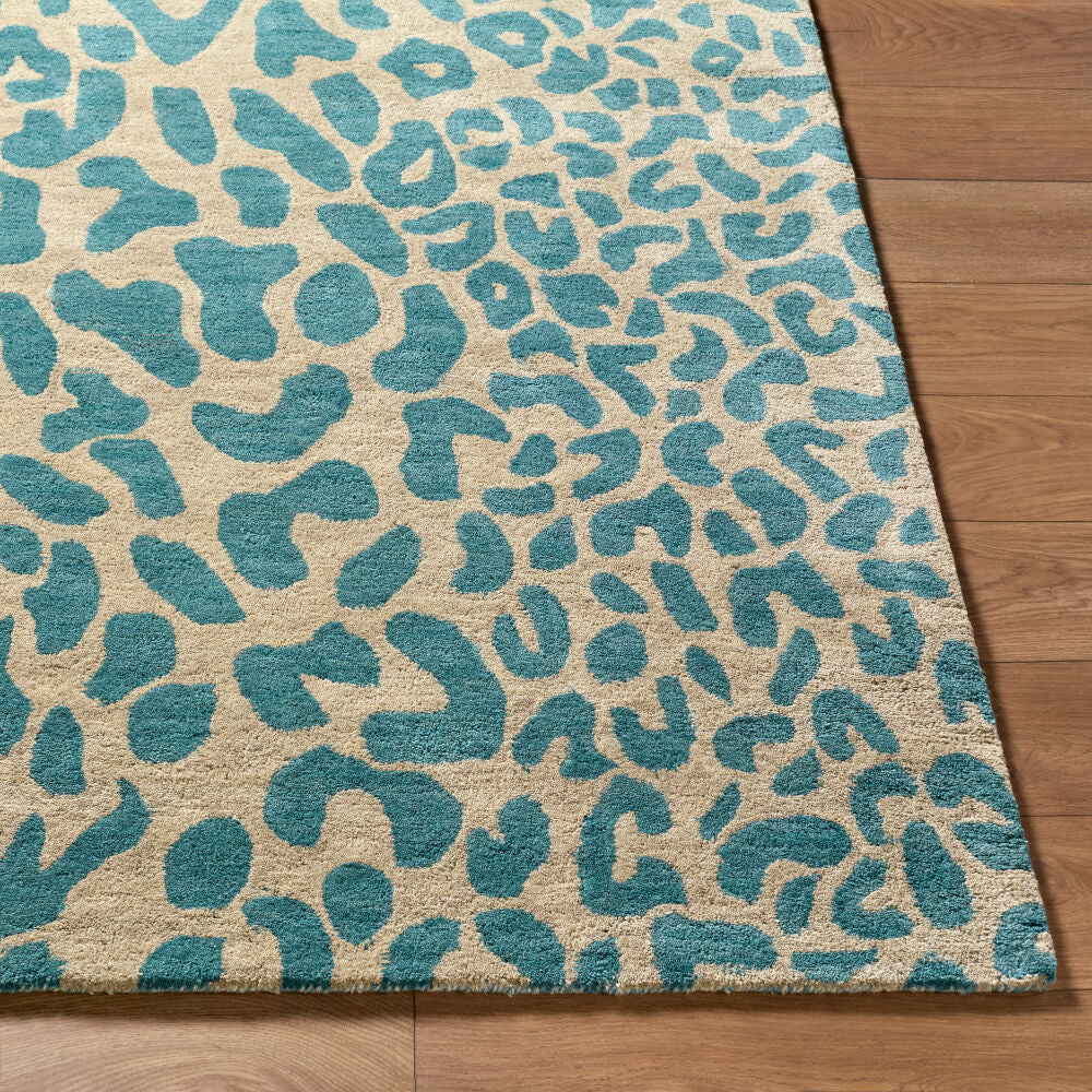 Athena Brown/Deep Teal Handmade Rug - front