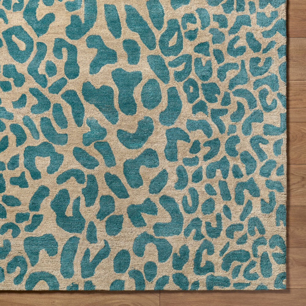 Athena Brown/Deep Teal Handmade Rug - overhead
