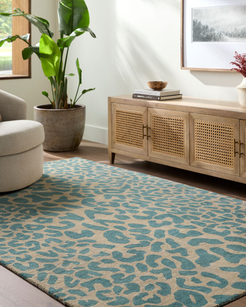 Athena Brown/Deep Teal Handmade Rug - roomscene