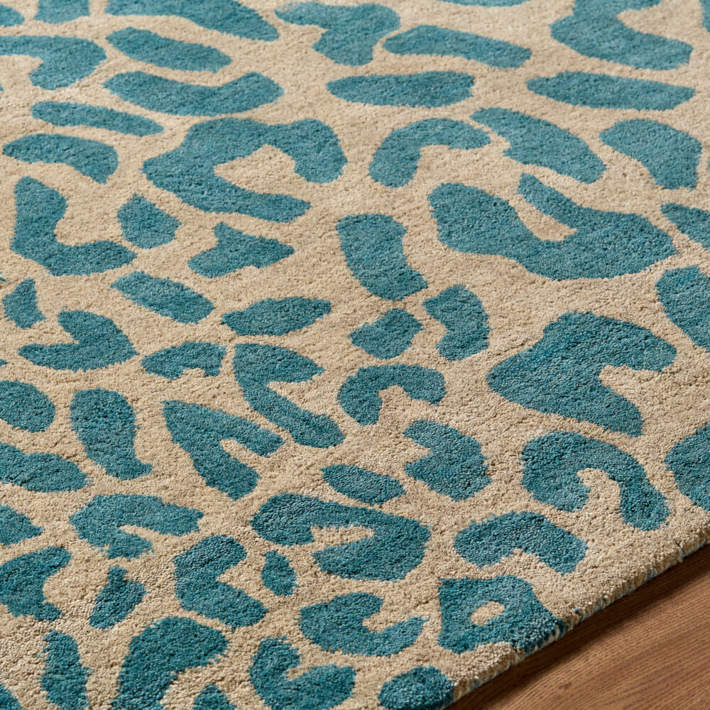 Athena Brown/Deep Teal Handmade Rug - texture