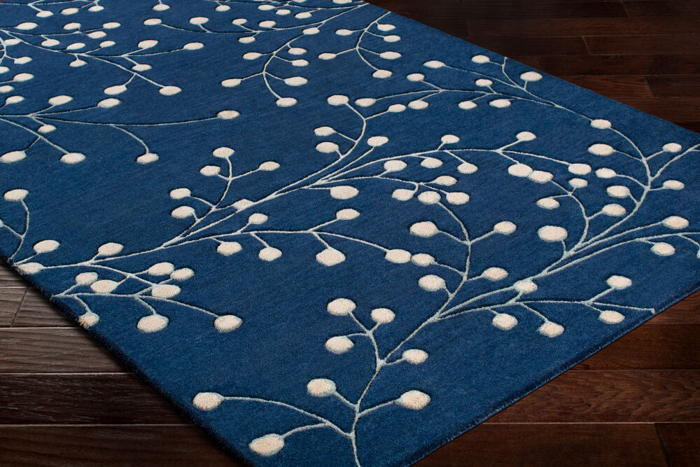 Athena Ink Blue/Tan Handmade Rug - corner
