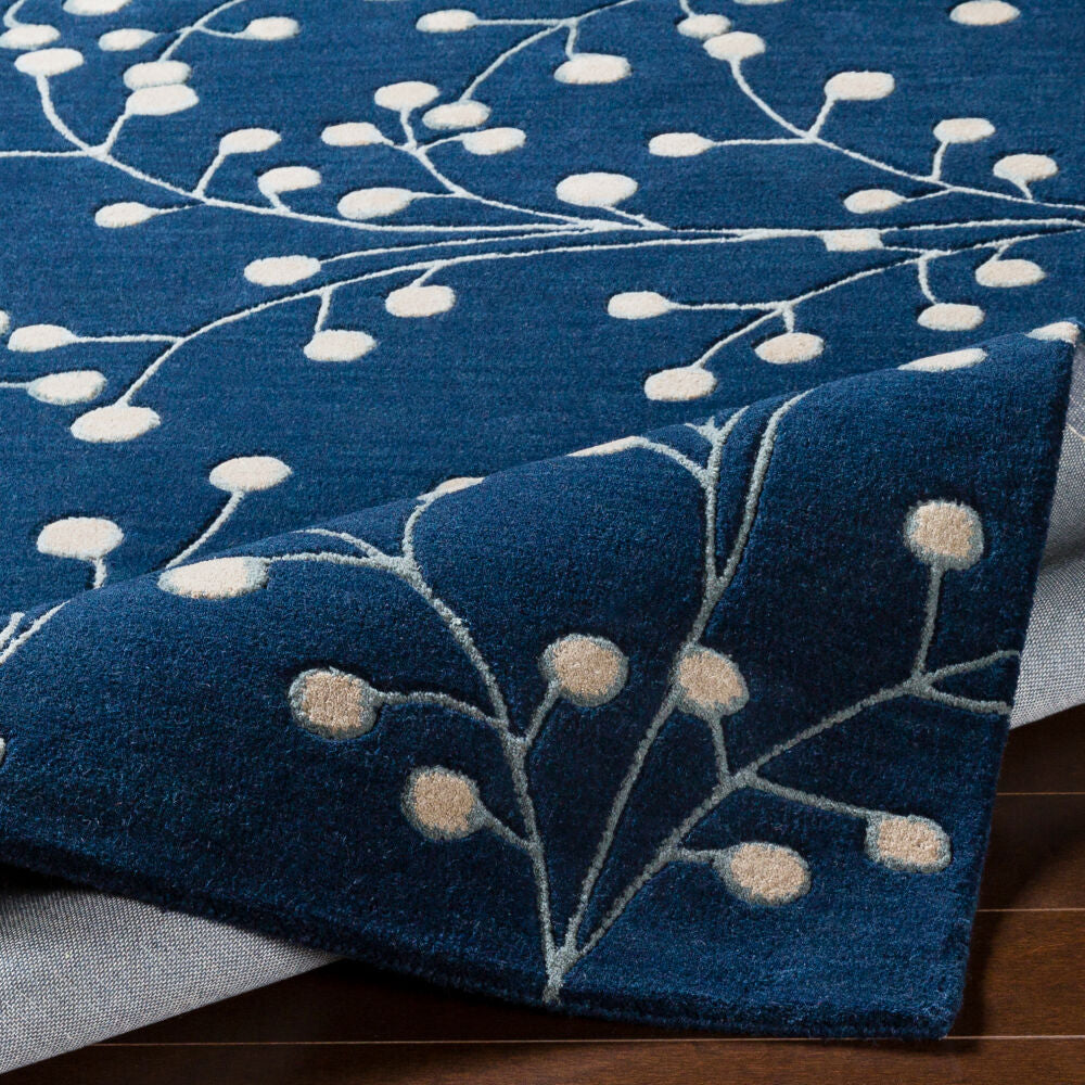 Athena Ink Blue/Tan Handmade Rug - fold
