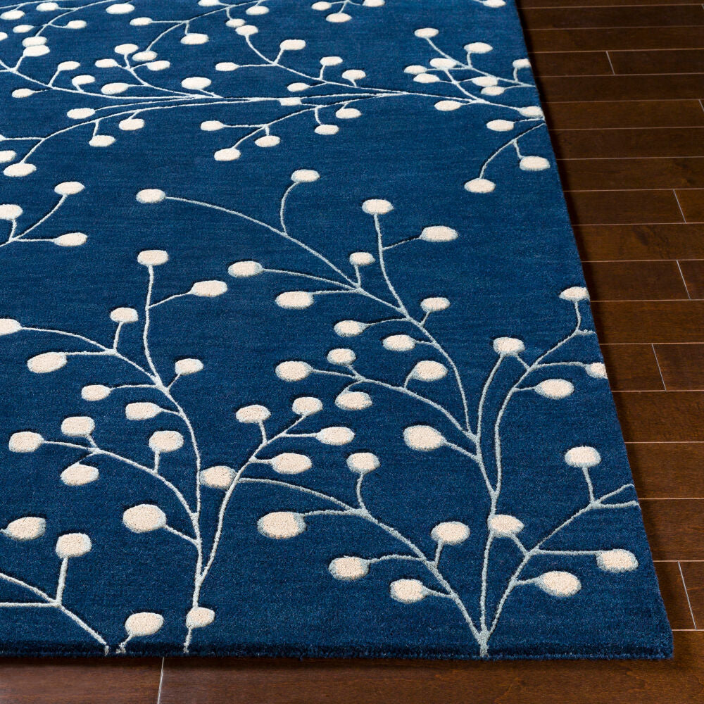 Athena Ink Blue/Tan Handmade Rug - front