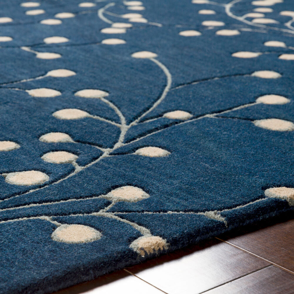 Athena Ink Blue/Tan Handmade Rug - texture