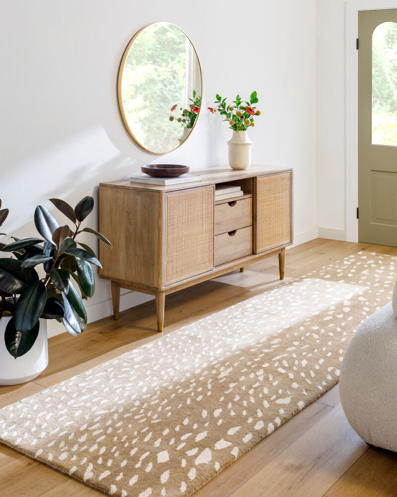 Athena Cream/Tan Handmade Rug - roomscene