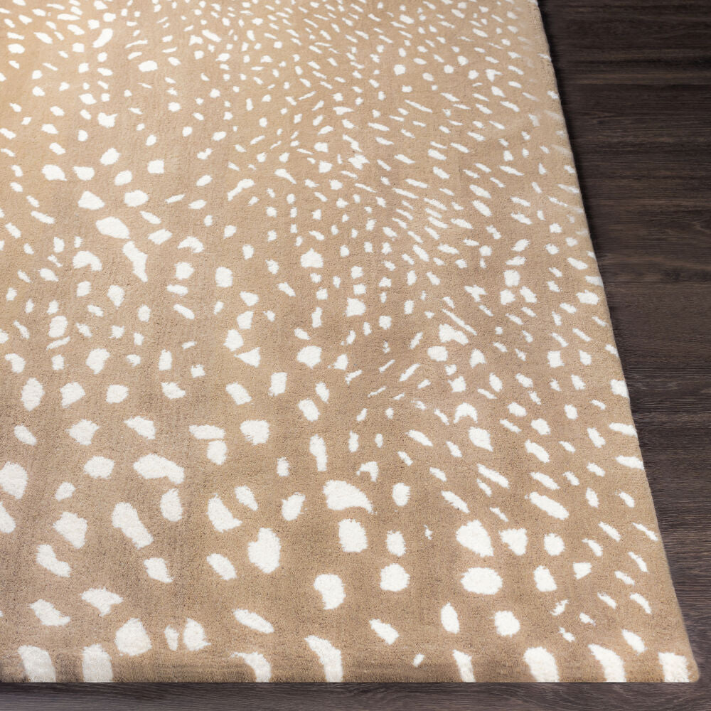 Athena Cream/Tan Handmade Rug - front