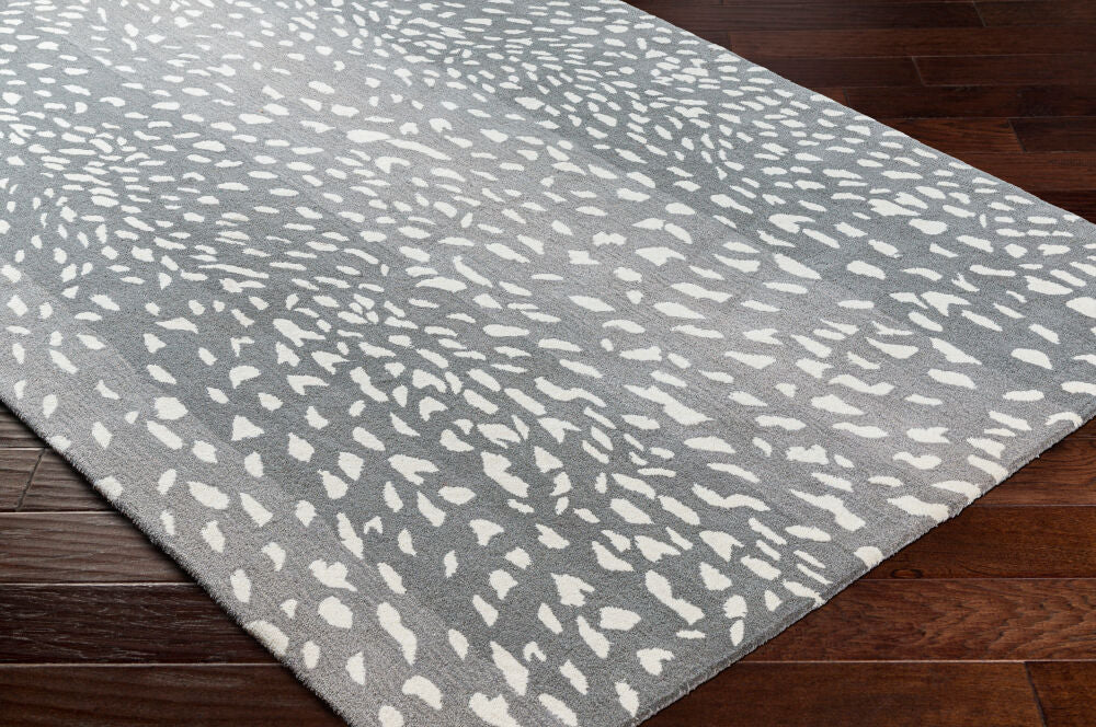 Athena Cream/Medium Gray Handmade Rug - corner