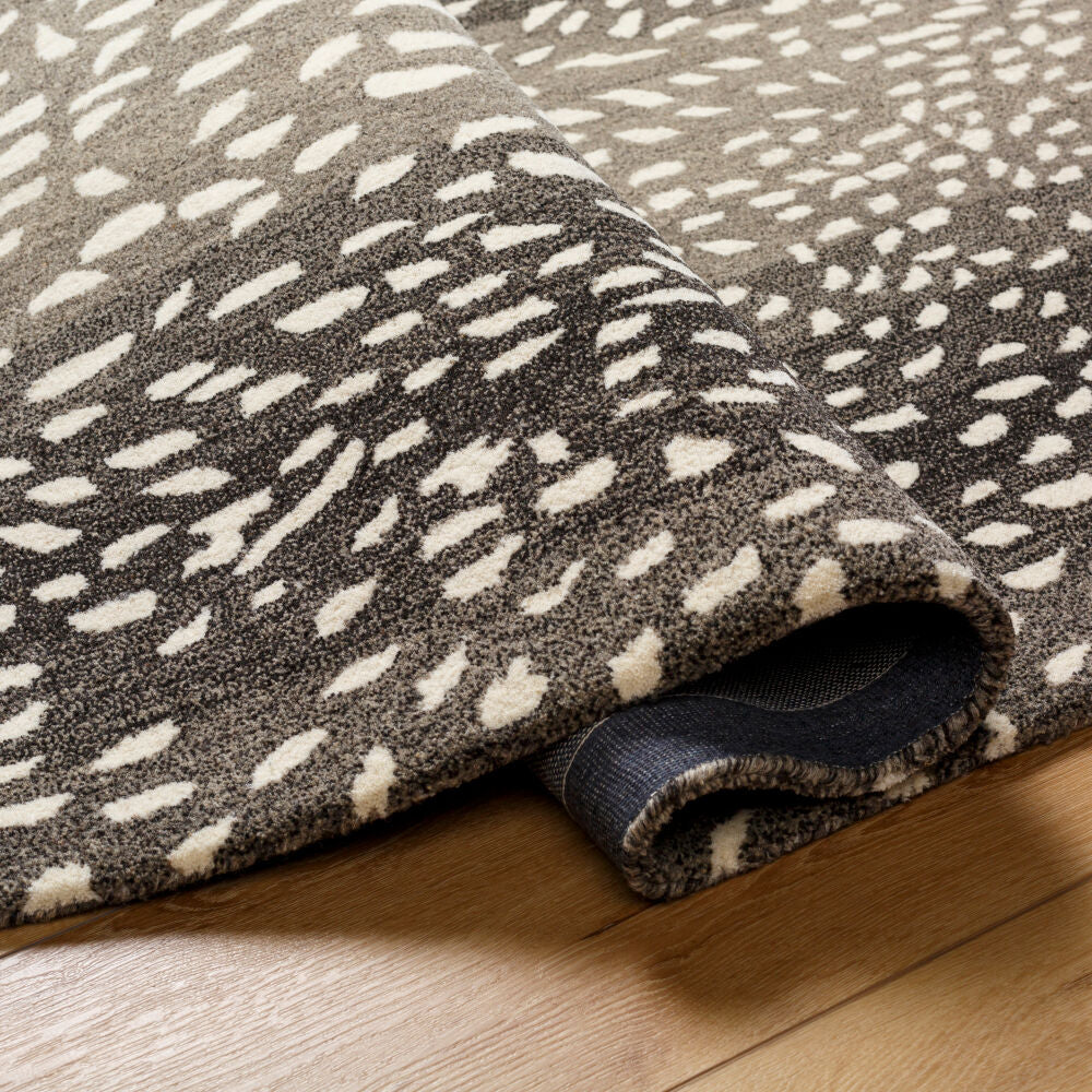 Athena Black/Light Gray Handmade Rug - fold