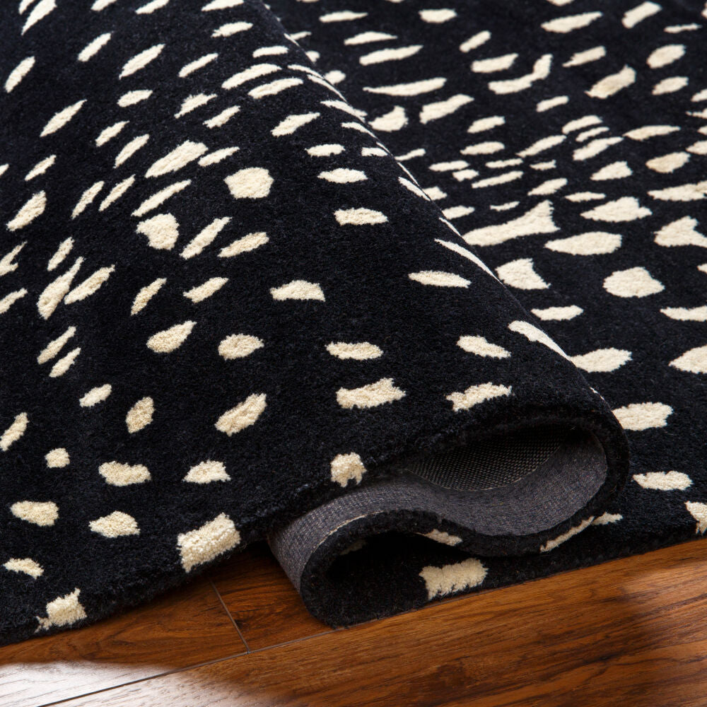Athena Black/Cream Handmade Rug ATH-5172 - fold