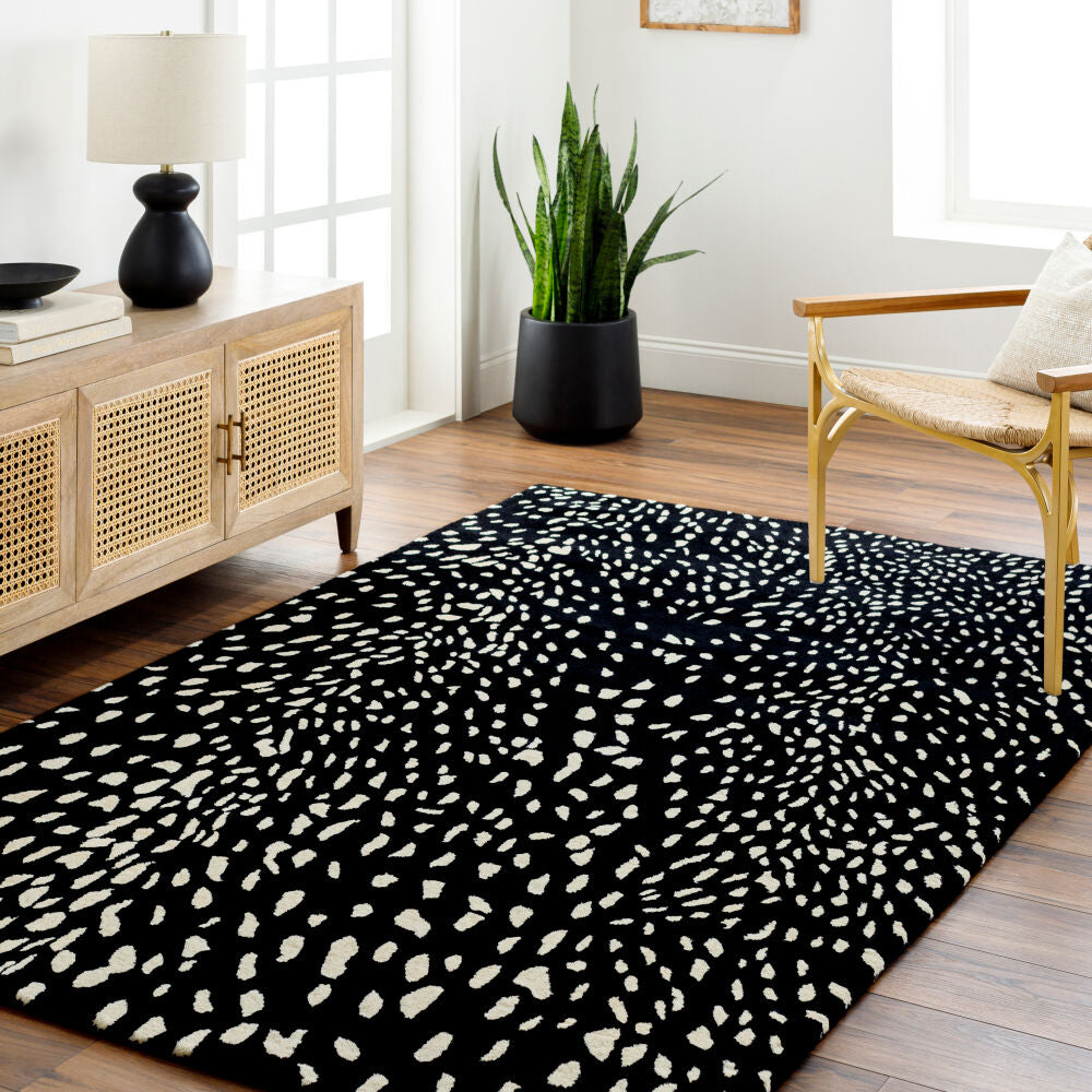 Athena Black/Cream Handmade Rug ATH-5172 - roomscene