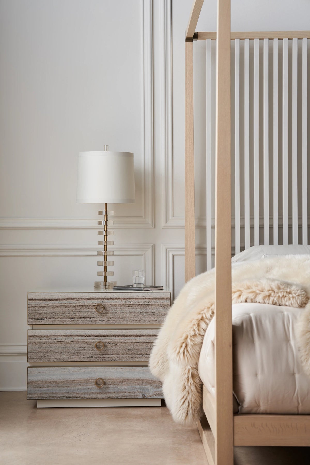 Bedrock Nightstand Almond Milk 34" by Caracole - view 3
