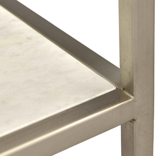 Geometric Staggered Antique Nickel+ Marble Shelf Bookcase 80"