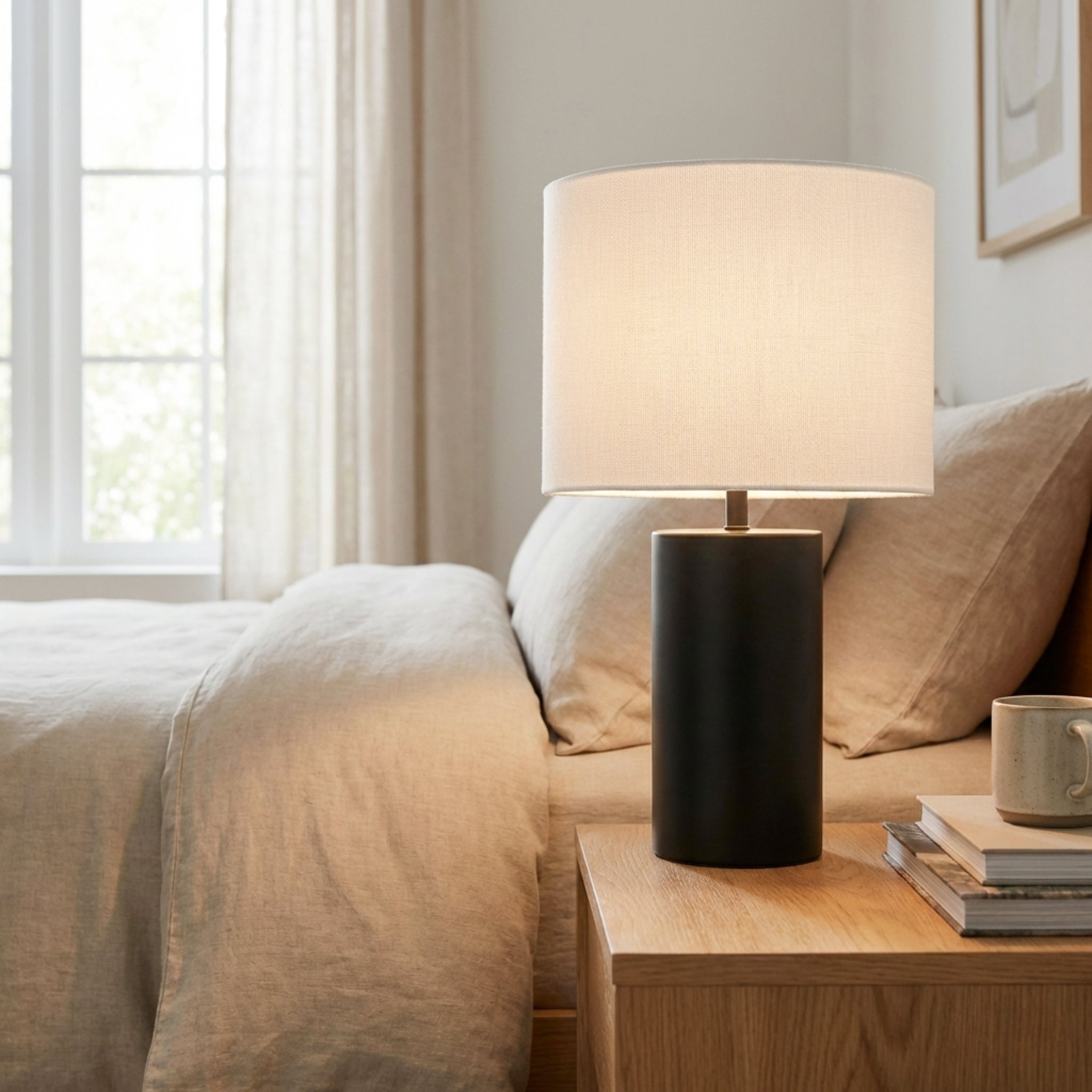 Aura Table Lamp | Matte Black and Bold Block Base