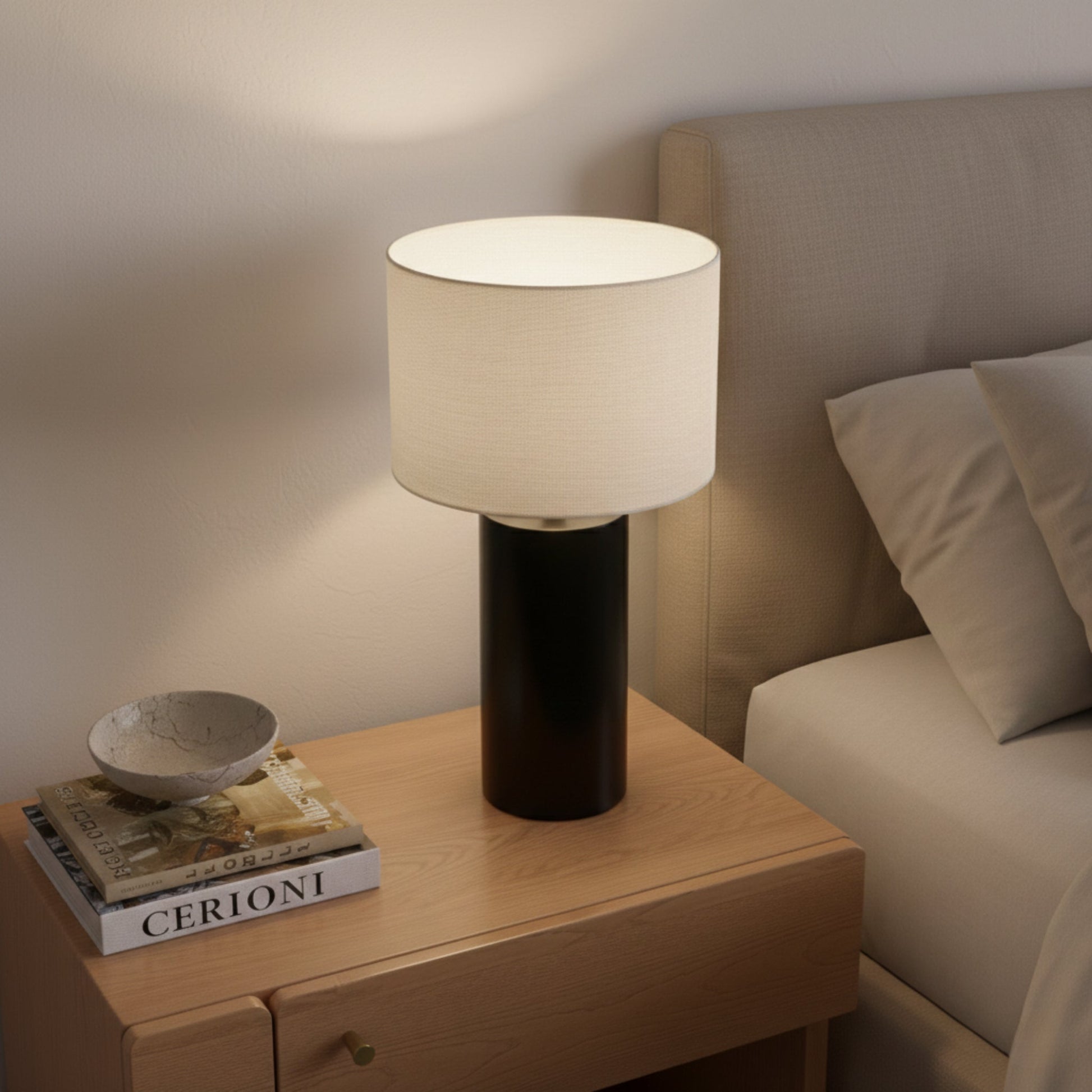 Aura Table Lamp | Matte Black and Bold Block Base