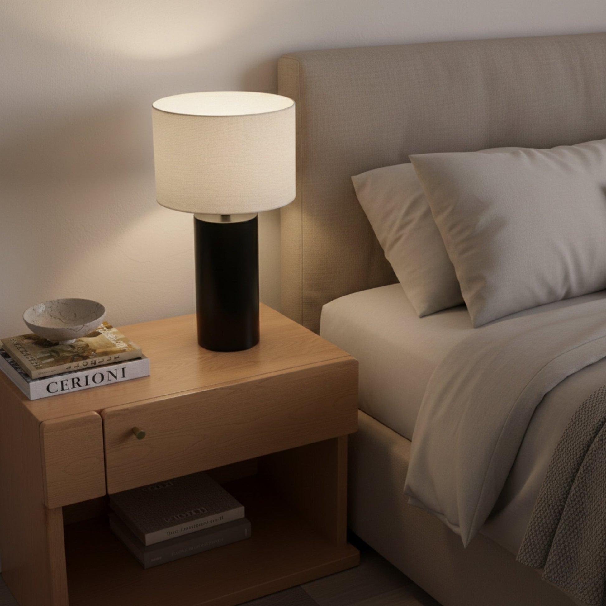 Aura Table Lamp | Matte Black and Bold Block Base