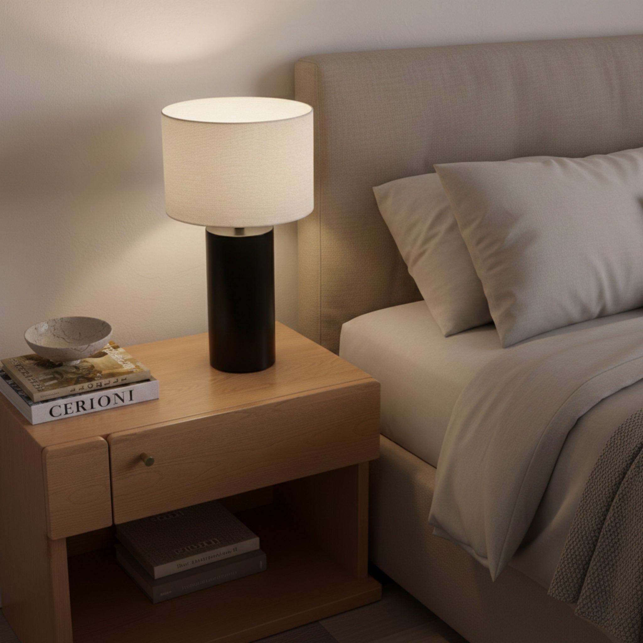 Aura Table Lamp | Matte Black and Bold Block Base