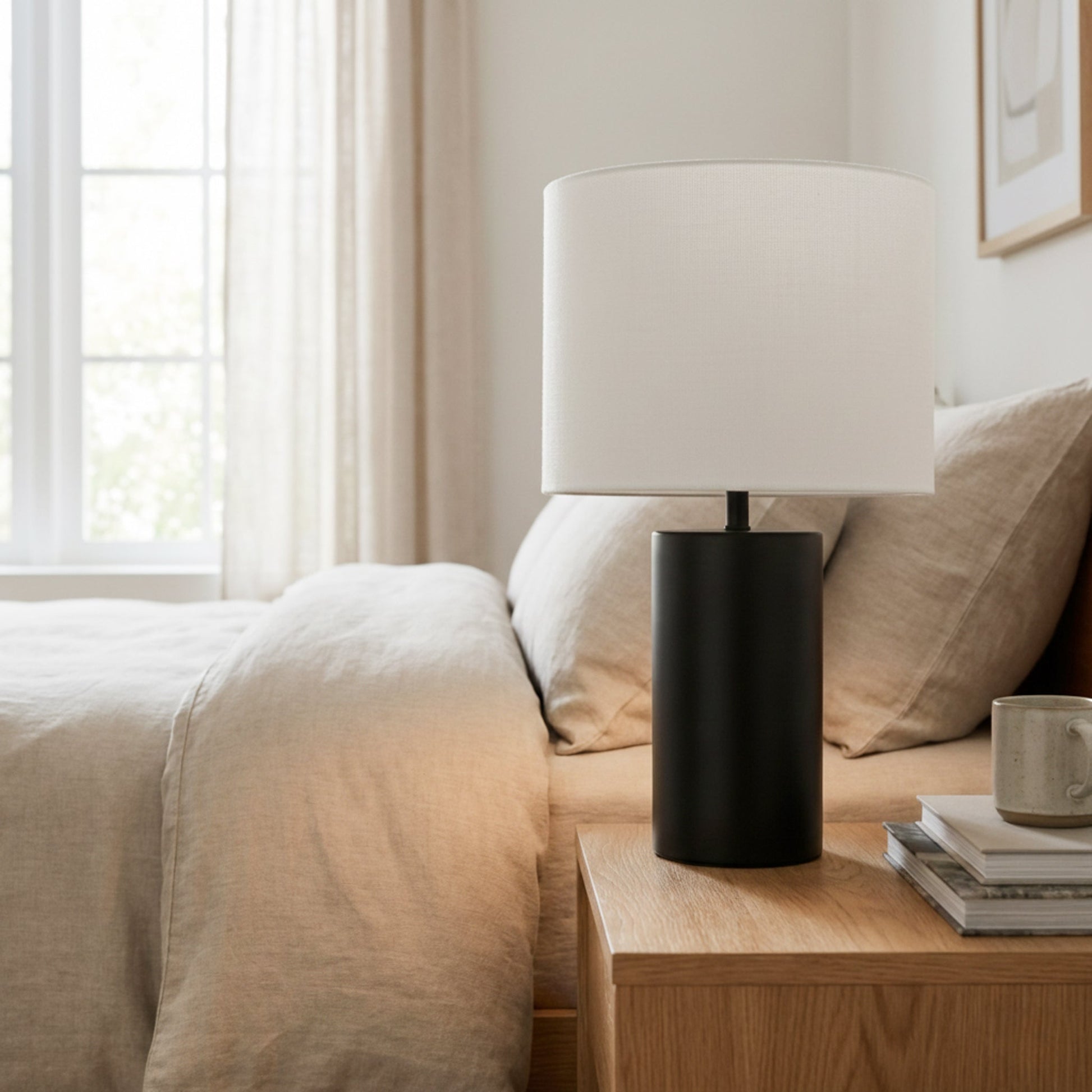 Aura Table Lamp | Matte Black and Bold Block Base