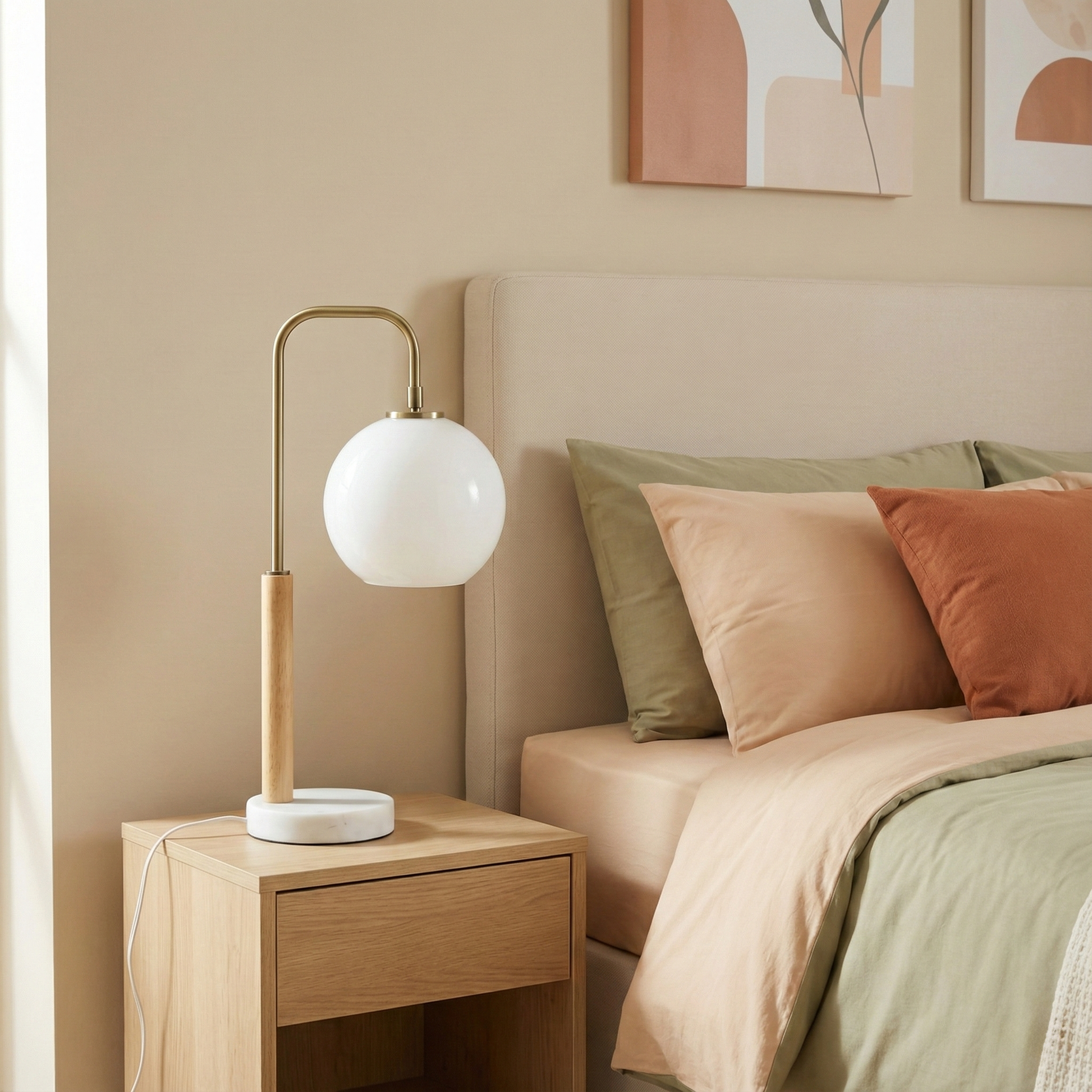 Auris Table Lamp | Brass Frame and Marble Base