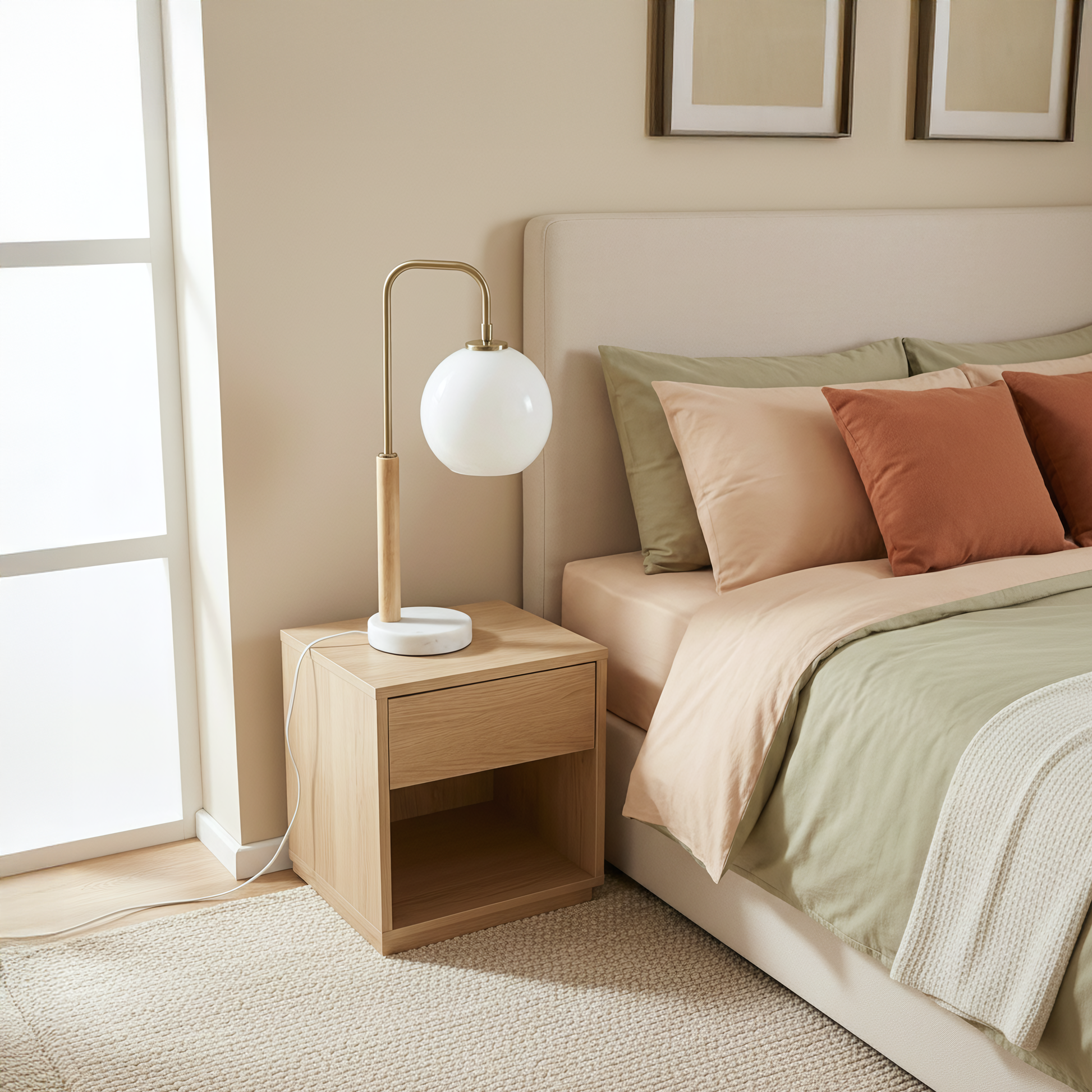 Auris Table Lamp | Brass Frame and Marble Base