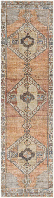 Antiquity Brown/Mustard Machine Woven Rug - 2'7" x 10'
