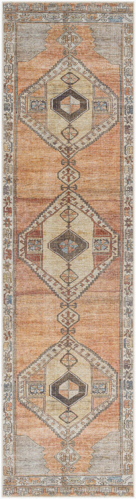 Antiquity Brown/Mustard Machine Woven Rug - 2'7" x 10'