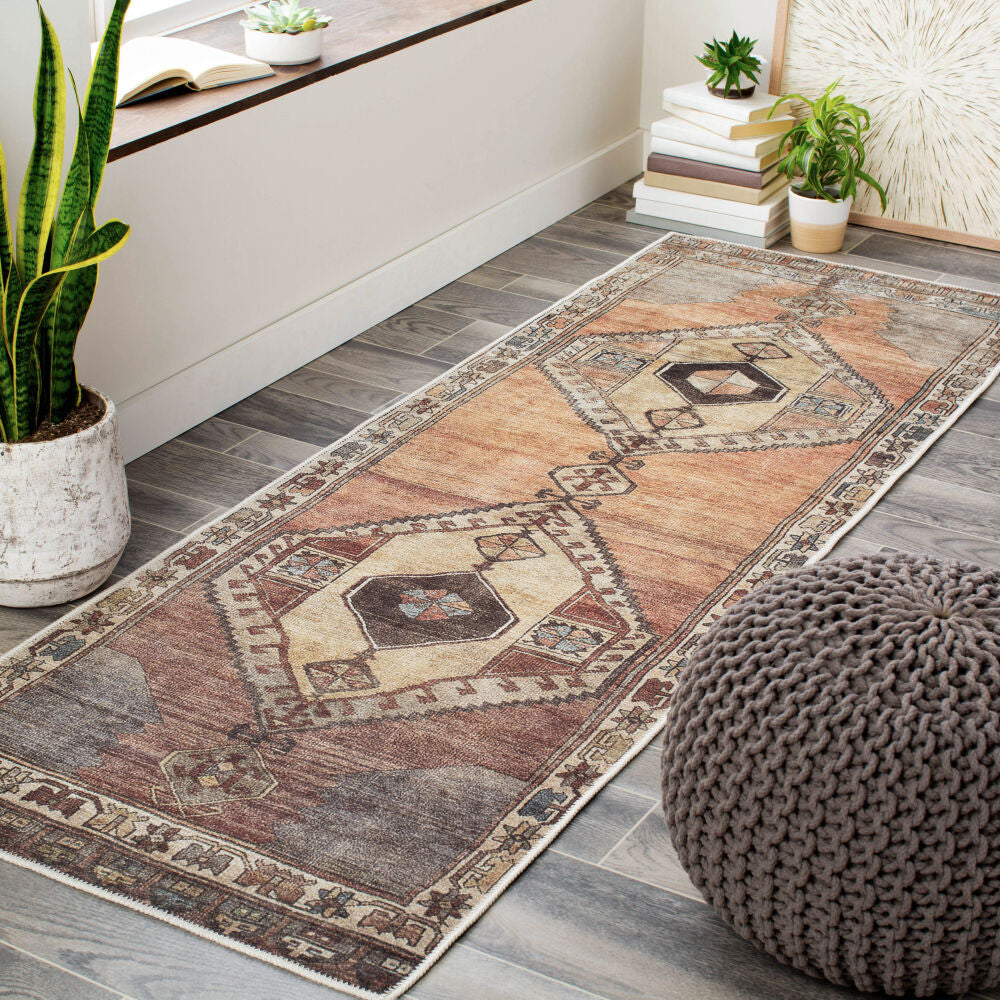 Antiquity Brown/Mustard Machine Woven Rug - roomscene
