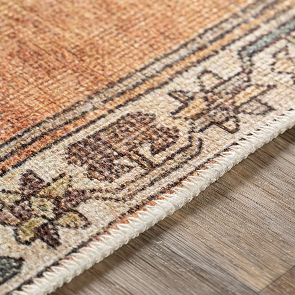 Antiquity Brown/Mustard Machine Woven Rug - texture