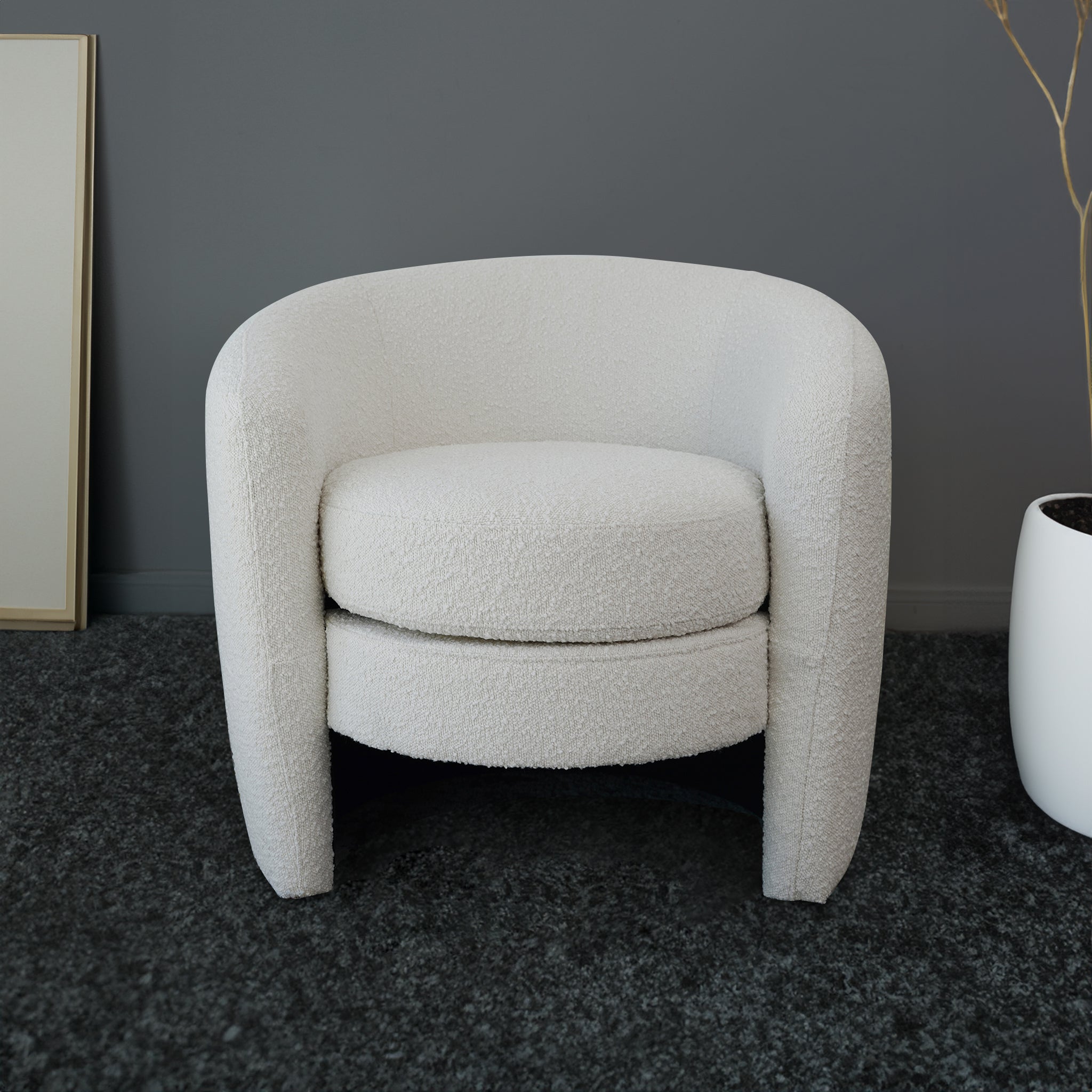Avalon White Boucle Lounge Chair