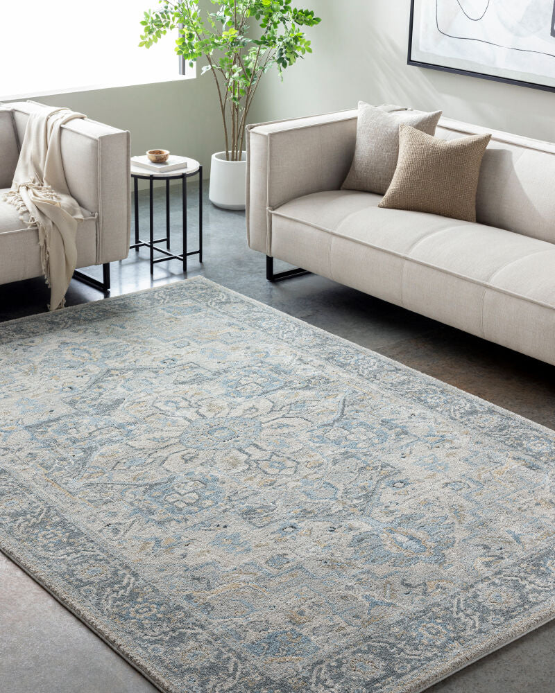 Avellino Deep Teal/Tan Machine Woven Rug AVL-2301 - roomscene