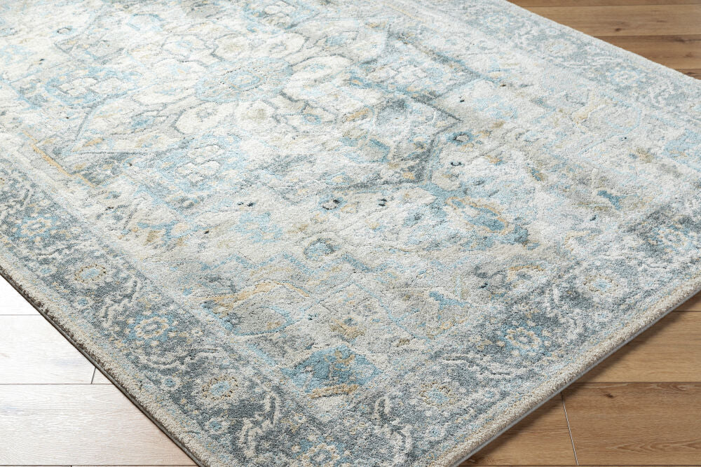 Avellino Deep Teal/Tan Machine Woven Rug AVL-2301 - corner