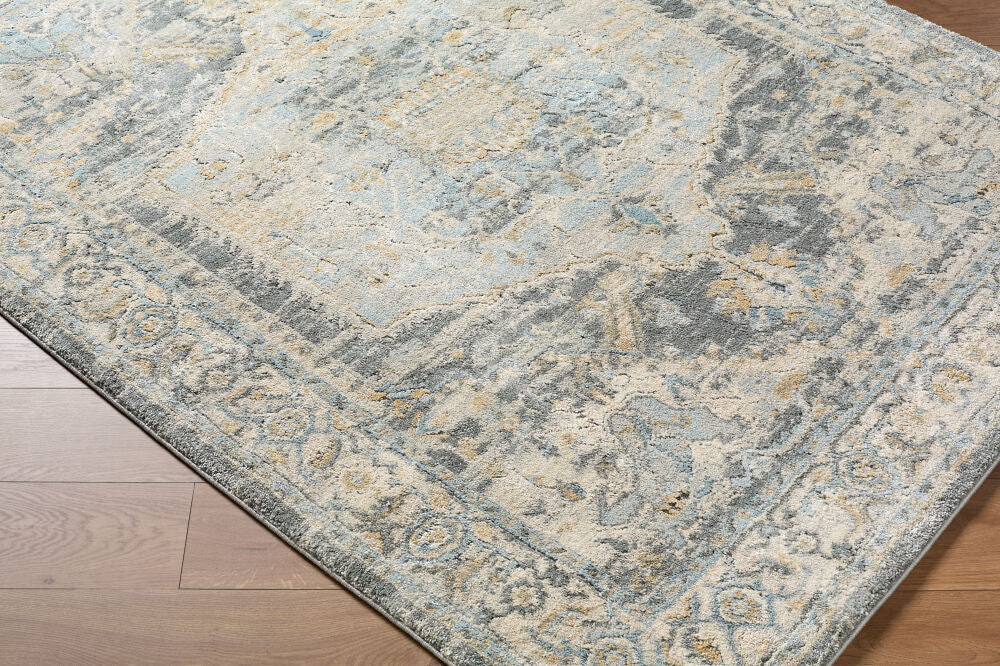 Avellino Deep Teal/Tan Machine Woven Rug AVL-2303 - corner