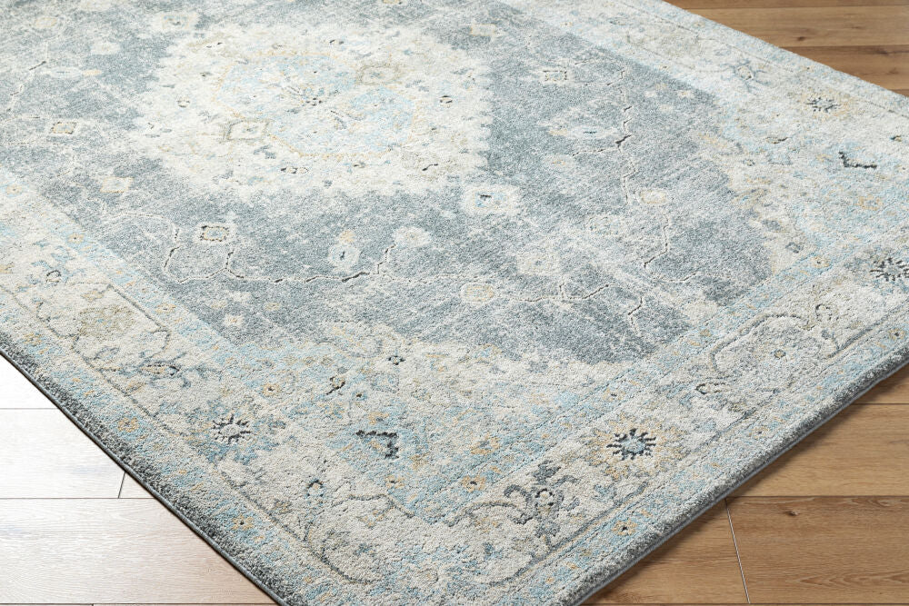 Avellino Deep Teal/Tan Machine Woven Rug AVL-2315 - corner
