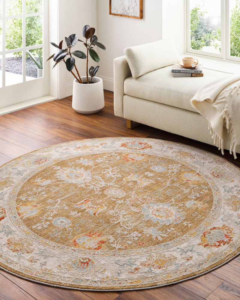 Avant Garde Brown/Sky Blue Machine Woven Rug - roomscene