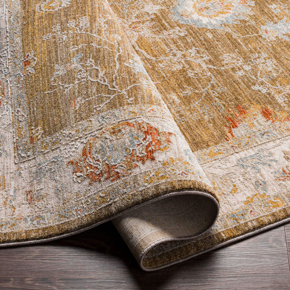Avant Garde Brown/Sky Blue Machine Woven Rug - fold